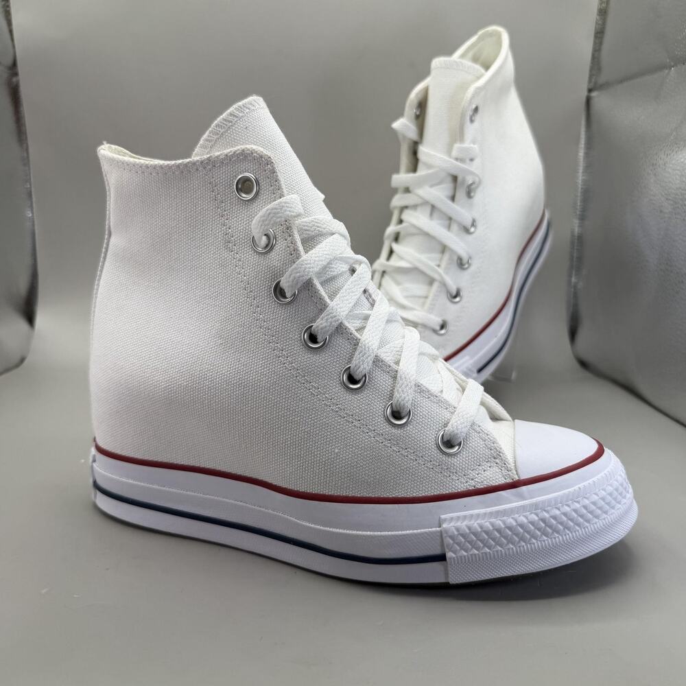 Converse Chuck Taylor All Star Wedge Shoes Womens 7.5 White Canvas Sneakers